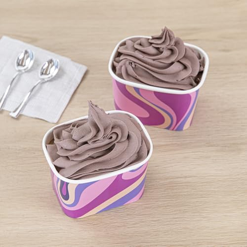Image of Restaurantware Paper Cups 50 Count 12 Ounce Square Disposable Ice Cream Containers, Leak-Resistant Paper Dessert To Go Cups, Hot And Cold Food, Durable Midnight Groove Ombre Design