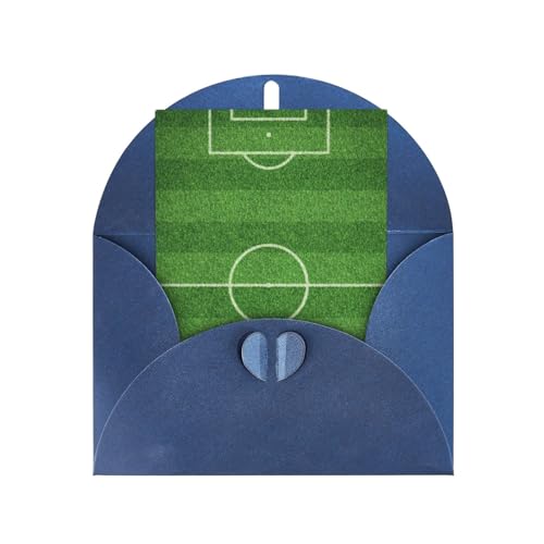 サッカーグリーン場 誕生日グリーティングカード パーティー招待状クリスマスカード Blue