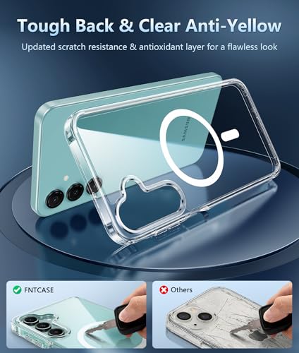 FNTCASE for Samsung Galaxy A16-5G Case: Magnetic Military Grade Drop Protection Anti Yellowing Cell Phone Cover - Rugged Shockproof Protective Bumper Transparent Cases(Clear) - 3