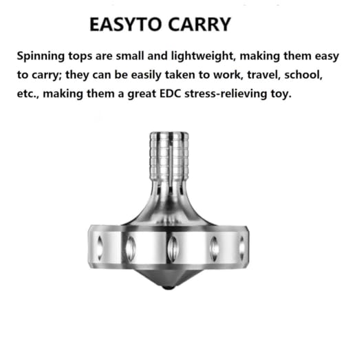 Image of Precision Metal Spinning Top, Long Lasting Spin Time and Perfect Balance, Skilled Adult Easily Exceed 10 Mins, Portable Stainless Steel EDC Office Desktop Game Toys (M, Silver)