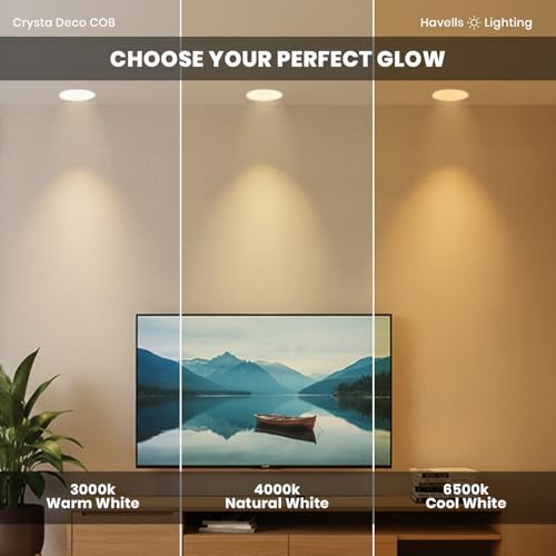Image of Havells Crysta Deco Cob 18W 6K Silver,Led-Spotlights,Energy Efficient,Long Life of 25000 Burning Hours,Beam Angle of 36,Metal Body Cob with Independent Driver,Cool Daylight (6500K)