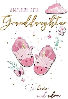 New Baby Granddaughter Buttoned Up Greeting Card Embellished Cards Baby