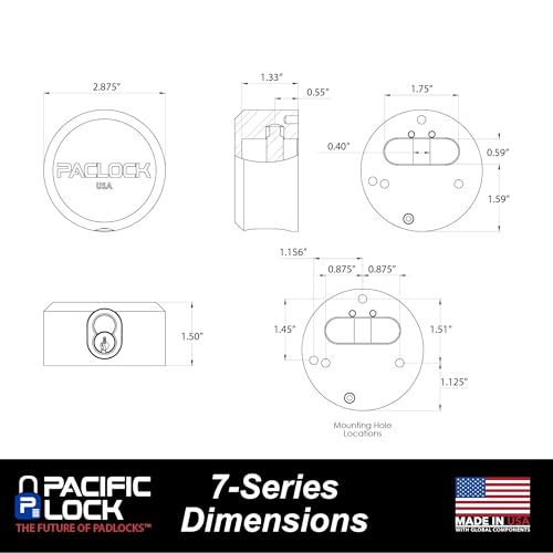 Image of PACLOCK's 7-Series Flat Back Puck w /Tapped Holes, High Security Rotating Disc, Manufacturer-Controlled Key Assigning, Exclusive Key Number, U-Pick! Keyed Alike w / 1 Key, Black