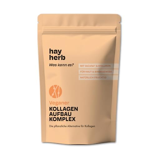 Kollagen Aufbau Komplex | 100% vegan - Pflanzliche Alternative zu herkömmlichem Kollagen Pulver | Monatspackung mit VeCollal® | Identische Bausteine wie bei menschlichem Kollagen Typ 1 | Hay Herb