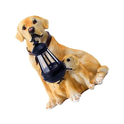 Lampe statue de chien BESPORTBLE en résine premium, luminaire décoratif d'extérieur chic