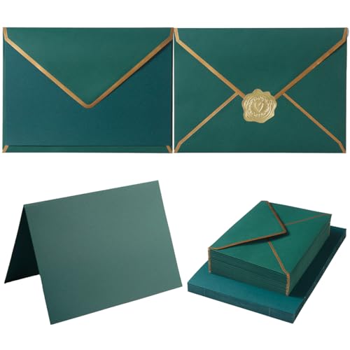 Enveloppes dorées de 10 x 15 cm vert foncé pour fête prénatale et remise de diplôme