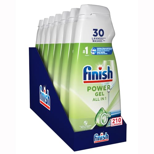 Finish Powergel Detersivo Lavastoviglie 0%, Gel Lavastoviglie, 210 Lavaggi, 7