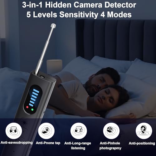 Huspur HUSPUR087 Hidden Camera Detectors,Spy Camera Finder,Portable Hidden Bug And Camera Detector,5 Levels Sensitivity 4 Modes,Wireless Rechargeable thumb #4