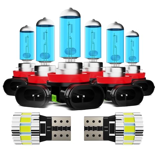 Image of Light Bulbs Fit For Toyota Tacoma 2016-2019, High Performance Halogen Headlight Bulb And License Plate Lights Combo, H11 H11 H11 High Low Beam Fog Lights, 6000K White Light, Pack of 8