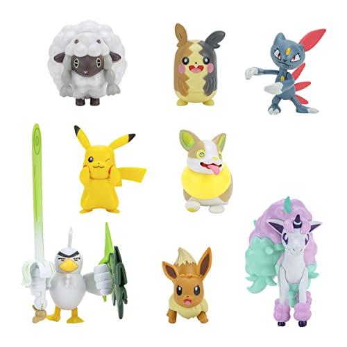 8 Figurines Battle Pokémon BANDAI Pikachu Evoli Moumouton Farfuret Voltoutou Palarticho Ponyta Morpeko PKW0185 Neuf - vue 3