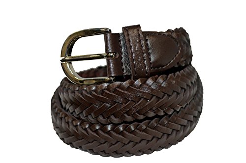 LB LEATHERBOSS Braided Casual Brown Leather Belt (XL 42