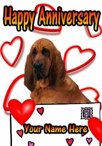 Bloodhound Dog Love - Biglietto di auguri personalizzato, per anniversario, Pt1