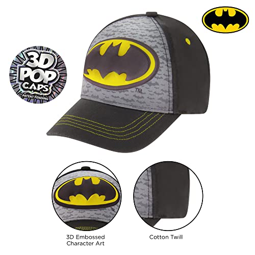 Dc Comics Boys Baseball Cap, Batman Adjustable Toddler Hat, Ages 2-4 Or Boy Hats For Kids Ages 4-7 Black/Grey #TOP2