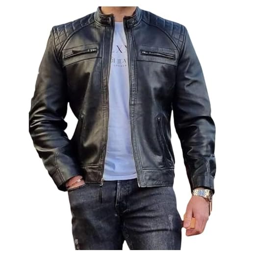 Jaqueta de Couro Masculina, Original, Casaco Casual (BR, Alfa, GG, Regular, Regular)