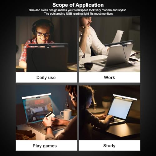 Image of LED Monitor Light Bar for Computer & Laptop, USB Lamp with 3 Colour Temperature Modes, Touch Control, 60-Min Auto-Off Timer, Anti-Glare Adjustable Desktop Light for Office, Study & Gaming