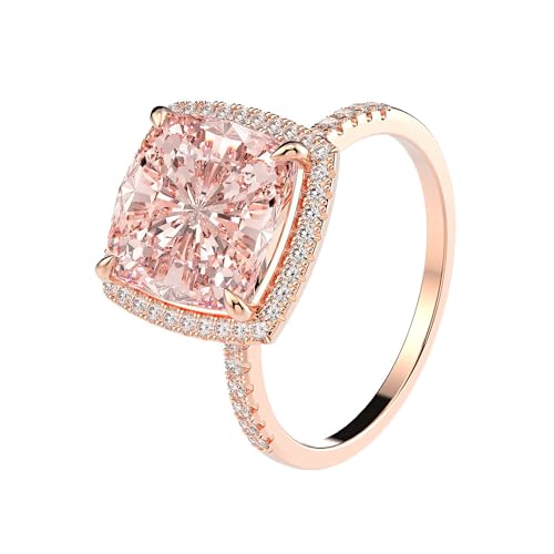 5ct Cushion Cut 10 * 10MM Pink Moissanite Ring in 14K Solid Gold over S925, Subtle Rose Gold, Ideal Jewelry for Wedding or Engagement