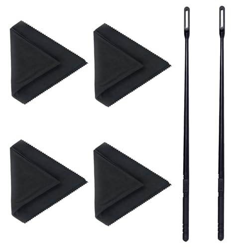 6 Pcs Flute Cleaning Kit,4PCS Flute Cleaning Cloth with 2PCS Flute Cleaning Rod, Professional Flute Cleaner Flute Accessories for Taking Care of Your Instrument(Black)