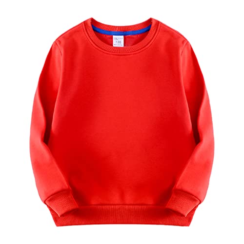 Kids Boy Girl Pullover Hoodie Pullover Sweatshirt T-Shirt Kids Toddler Crewneck Long Sleeve Tshirts (Red, 5-6 Years)