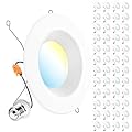 Sunco 48 Pack 5CCT Retrofit LED Recessed Lighting 6 Inch, 2700K/3000K/3500K/4000K/5000K Selectable, Dimmable Can Lights, Smooth Trim, 13W=75W, 965LM, Damp Rated, UL-Certified