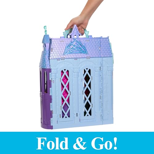 Image of Mattel Disney Frozen Dolls & Doll House, Ultimate Arendelle Adventure Portable Castle (2+ ft) with 3 Fashion Dolls, Olaf Figure & 25+ Accessories