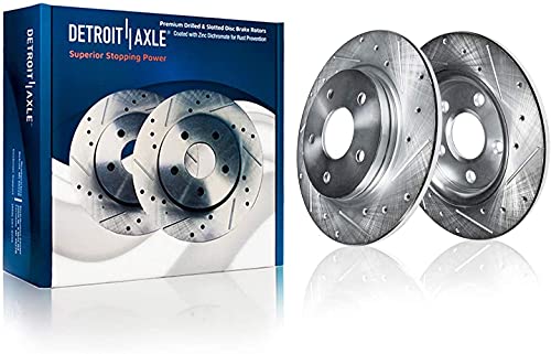 Image of Detroit Axle - Brake Kit for 2012-2013 Chevrolet Impala, 2014-2016 Impala Limited Drilled & Slotted Brake Rotors and Ceramic Brakes Pads 2015 Front and Rear Replacement