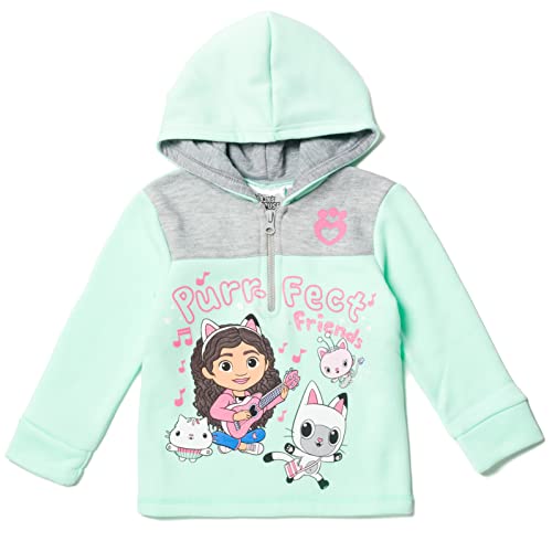 DREAMWORKS GABBY'S DOLLHOUSE Kitty Fairy Cakey Cat Gabby Pandy Paws Toddler Girls Fleece Half Zip Hoodie Green 2T