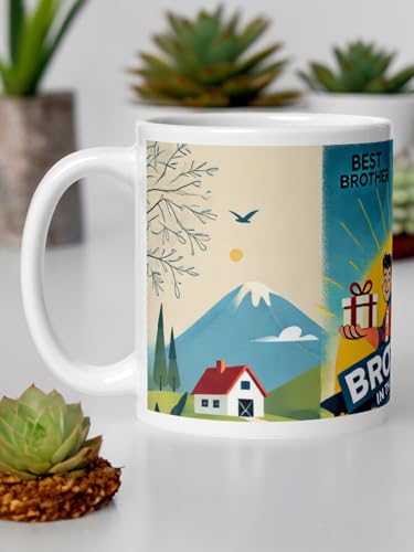 Image of Better Gift Flowers Best Brother Mug, Round Shaped Multicolor Themed Coffee Mugs, Mug for Gifting, Gifting Items for Family, Friends & Closed Ones