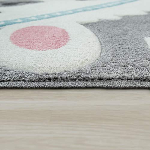 Vloerkleed Kinderkamer Grijs 3D-Motief Alpaka-Design Pastelkleuren Zacht Robuust, Maat:160x230 cm - Afbeelding 3