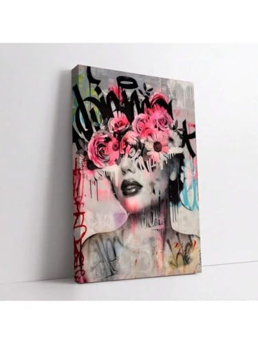 Affiche d'art floral graffiti pour habiller un grand mur blanc vide avec style