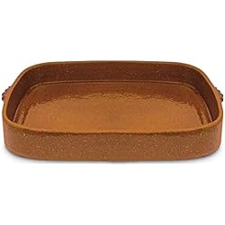 Cazuelas De Barro Rectangulares Asador Rectangular de barro refractario con fondo liso. Medidas 40x30x7,5 cm