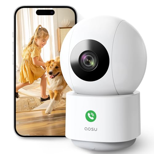 aosu 2K Indoor Security Camera for Baby & Pet Monitoring, One-Touch Call