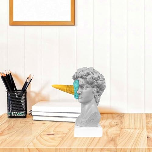 Estatua decorativa cabeza David helado de resina azul 16cm miniatura 6