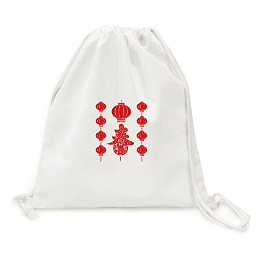 Sac à dos cordon lanterne chinoise rouge pour ranger vos affaires de voyage