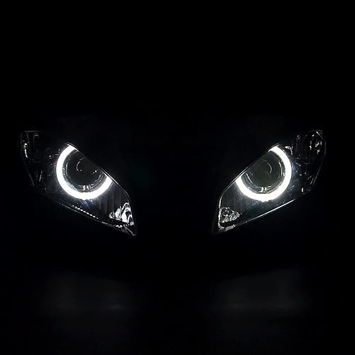Miniatura 5 de Conjunto de faros LED Angel Demon Eyes HID Bombilla para Yamaha YZF R6 2008-2014 (blanco y azul)