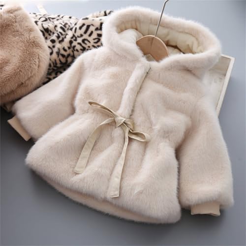 Fleece Jacket for Toddler Baby Girls Faux 𝗙𝘂r Hooded Shaggy Windproof Button Coat Winter Thick Warm Outerwear4