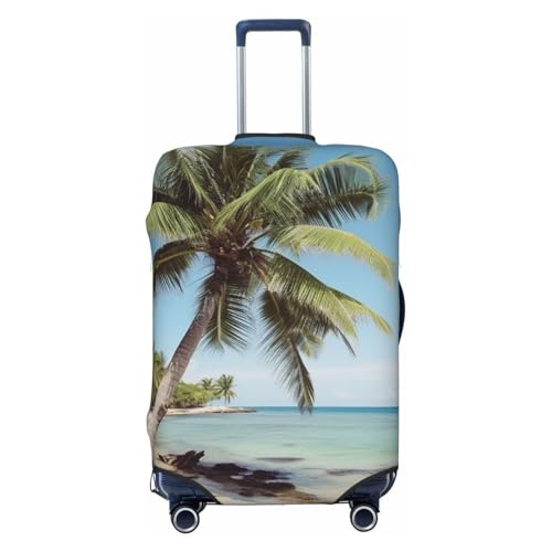 Beach Palm Tree Luggage Covers for Suitcase Tsa Approved, Spandex Elastic Suitcase Cover Protector Washable Anti-Scratch Travel Baggage Cover Fit 18-32 Inch Luggage