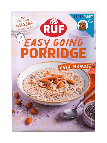 RUF Porridge Chia Mandel, Instant Haferbrei mit Chiasamen und Mandeln, das Superfood fürs Büro, nach dem Workout oder Zwischendurch, 1 x 65g Beutel