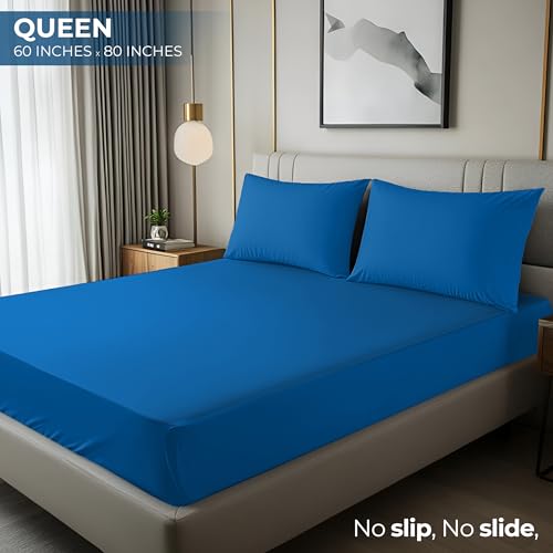 Image of Utopia Bedding Queen Fitted Sheet - Bottom Sheet - Deep Pocket - Soft Microfiber - Shrinkage and Fade Resistant - Easy Care -1 Fitted Sheet Only (Dusk Blue)