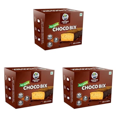 Image of HYP Zero Sugar Protein Bar, Choco Bix | 10G Protein Energy Bar | Sugar Free Protein Bar With Dark Chocolate Coating | High Protein Bars With No Added Preservatives | Protein Snacks-40 Gm (Pack of 3)