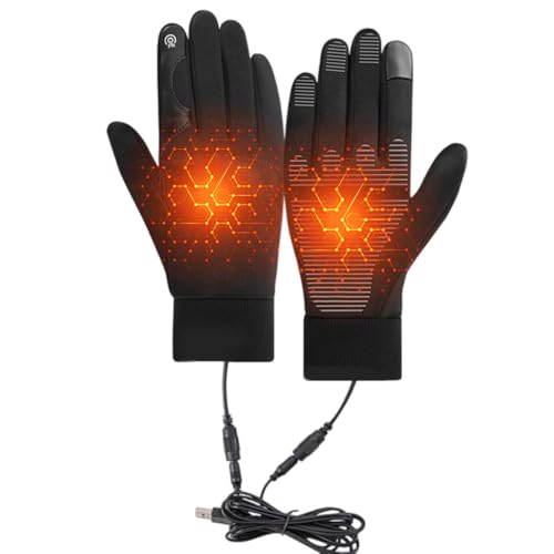 KUWUNG Beheizbare Handschuhe Herren Damen, USB-beheizte Handschuhe Nicht-Slip, wasserdichte Touchscreen-handchuhe-beheizt, Winddicht Fahrradhandchuhe fur kifahren,Wandern,Radfahren,Motorradfahren