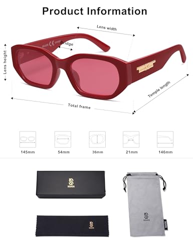 SOJOS Polarized Sunglasses Womens Mens Retro Rectangle Sun Glasses Trendy Hexagonal Frame 80s 90s Shades SJ2324 5