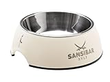 HUNTER SANSIBAR Melamin-Napf, Futternapf, Trinknapf, für Hunde und Katzen, mit Edelstahlnapf, 160 ml, weiß