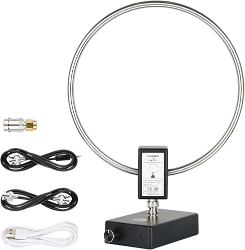 AURSINC GA450 Loop Antenna, Active Shortwave Radio Antenna with BNC Cable HF Antenna SW 2.3-30MHz MW 522-1710KHz Portable Receiving Antenna for Ham Radio