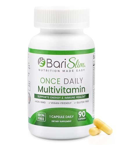 BariSlim Once Daily Bariatric Multivitamin Capsule - Iron-Free Formula - Bariatric Vitamin and Supplement for Post Surgery Including Gastric Bypass and Gastric Sleeve | 90-Day Supply