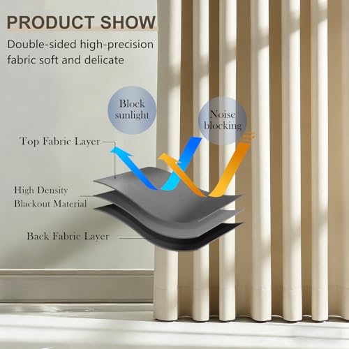 Image of Room Divider Blackout Curtain Track Curtains Wall Dividers Panels Screen for Living Rooms Bedroom Office Privacy Partition Separation, W52 x L84 Inch,1 Panel, Beige