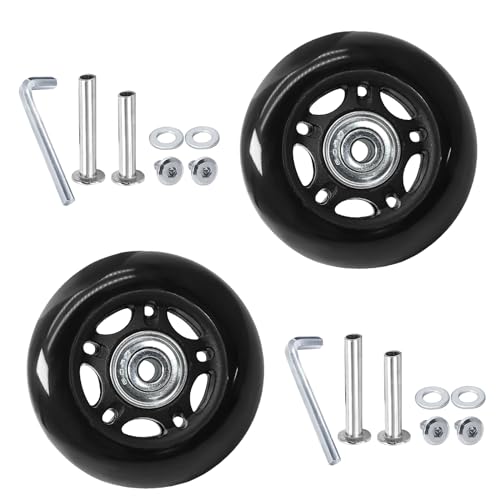 Image of Luggage Wheels Replacement, 68 x 24mm, Black Rubber, 2pcs