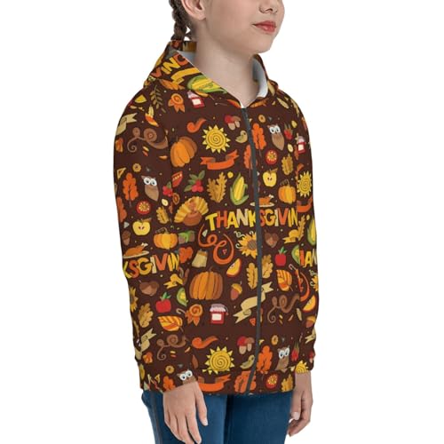 Thanksgiving Autumn Kids Pullover Hoodies Boys Zip Up Sweatshirts Girls Athletic Clothes with Pocket4