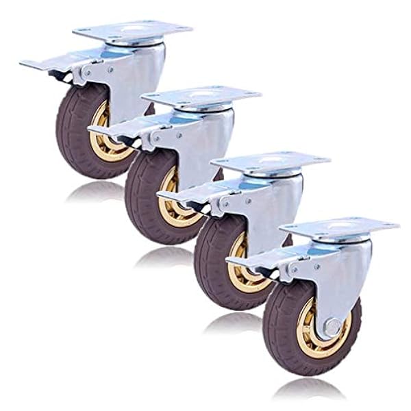 Ruedas Heavy Duty, paquete de 4 ruedas giratorias industriales con freno, 3/4/5\