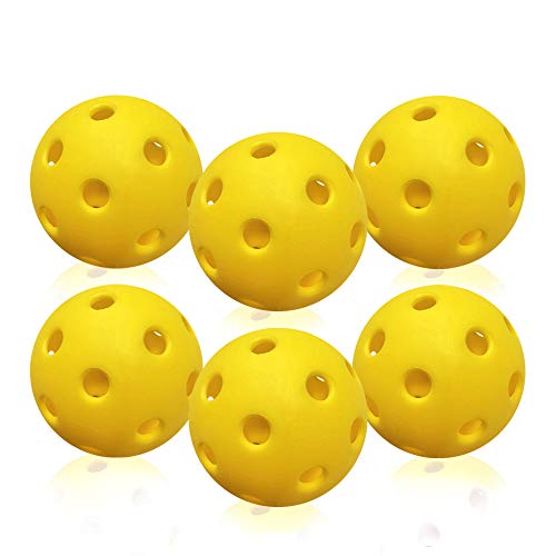 Jenleestar Pickleball Balls Outdoor 6 Pack, Standard 40 Holes Pickle Balls USAPA Approved, High Vis Durable Performance for Outdoor/Indoor Courts Play(Yellow)