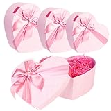 Zhanmai 3 Pcs Heart Shaped Gift Box Mother's Day Extra Large Heart Flower Arrangement 3 Size Decorative Present Wrapping Box with Lid Ribbon for Wedding Anniversary Valentine(Pink)